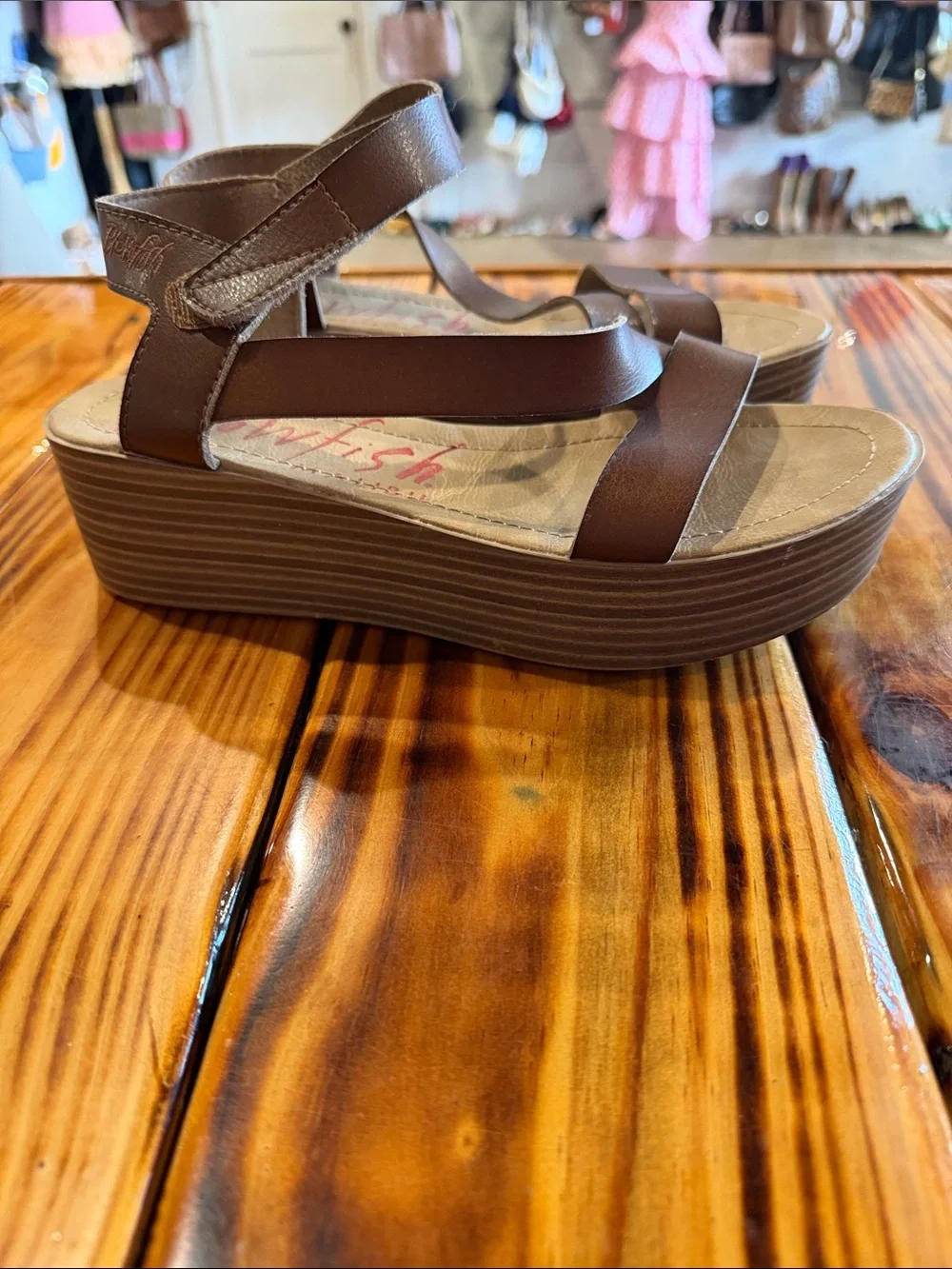 Blowfish Brown Platform Sandal with Ankle Strap